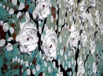 Original Abstract Tree Painting, Textured Cherry Blossom Flowers, 2x4ft Abstract Metallic White 1 small