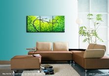Abstract Green Tree, Original Palette Knife Landscape Painting By Dan Lafferty - 24 X 54 2 small