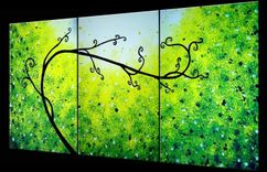 Abstract Green Tree, Original Palette Knife Landscape Painting By Dan Lafferty - 24 X 54 5 small