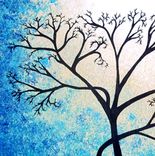 Original Abstract Tree Painting,Textured Cherry Blossom,Blue Tree,Abstract Blue White Tree Painting 1 small