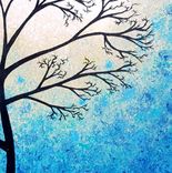 Original Abstract Tree Painting,Textured Cherry Blossom,Blue Tree,Abstract Blue White Tree Painting 2 small