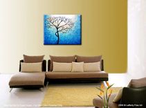 Original Abstract Tree Painting,Textured Cherry Blossom,Blue Tree,Abstract Blue White Tree Painting 5 small