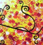 Original Abstract Large Painting, Contemporary Fine Art, Modern Acrylic Red Yellow Tree Landscape 4 small