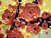 Original Abstract Red Cherry Blossom Tree Impasto Landscape Textured Modern Palette Knife Painting 2 small