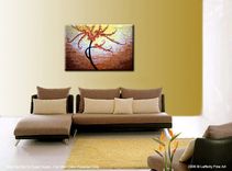Original Abstract Red Cherry Blossom Tree Impasto Landscape Textured Modern Palette Knife Painting 3 small