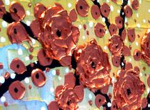 Original Abstract Red Cherry Blossom Tree Impasto Landscape Textured Modern Palette Knife Painting 5 small
