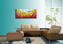 Abstract Red Tree, Original Red, Landscape Tree Painting, By Dan Lafferty - 24 X 54 2 small