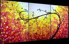 Abstract Red Tree, Original Red, Landscape Tree Painting, By Dan Lafferty - 24 X 54 5 small