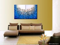 Trees Painting, Abstract Landscape, Original Large Contemporary Fine Art Acrylic, Blue Tree 1 small