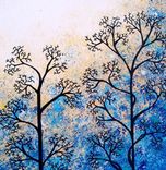 Trees Painting, Abstract Landscape, Original Large Contemporary Fine Art Acrylic, Blue Tree 2 small