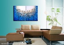 Trees Painting, Abstract Landscape, Original Large Contemporary Fine Art Acrylic, Blue Tree 3 small