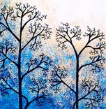Trees Painting, Abstract Landscape, Original Large Contemporary Fine Art Acrylic, Blue Tree 4 small