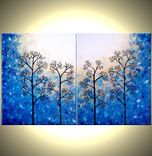 Trees Painting, Abstract Landscape, Original Large Contemporary Fine Art Acrylic, Blue Tree 5 small