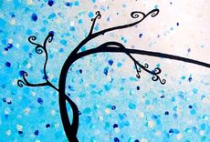Abstract Tree Painting, Original Blue Tree, Contemporary Fine Art, Acrylic Blue Landscape 2 small