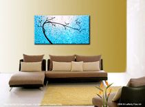 Abstract Tree Painting, Original Blue Tree, Contemporary Fine Art, Acrylic Blue Landscape 3 small