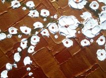 Original Abstract White Cherry Blossom Tree Impasto Landscape Textured Modern Palette Knife Painting 1 small