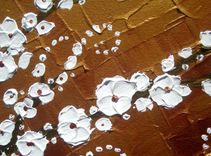 Original Abstract White Cherry Blossom Tree Impasto Landscape Textured Modern Palette Knife Painting 5 small