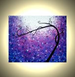 Huge Original Abstract Tree Painting, Textured Purple Floral Tree Painting, Palette Knife Acrylic 2 small