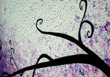 Huge Original Abstract Tree Painting, Textured Purple Floral Tree Painting, Palette Knife Acrylic 3 small