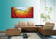 Original Tree Painting, Large Modern Art, Abstract Contemporary Art, Floral Art, Red Yellow Trees 1 small