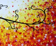 Original Tree Painting, Large Modern Art, Abstract Contemporary Art, Floral Art, Red Yellow Trees 2 small