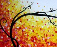 Original Tree Painting, Large Modern Art, Abstract Contemporary Art, Floral Art, Red Yellow Trees 3 small