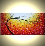 Original Tree Painting, Large Modern Art, Abstract Contemporary Art, Floral Art, Red Yellow Trees 4 small