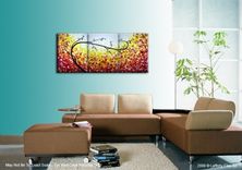 Abstract Tree Original Red Landscape Painting By Dan Lafferty - 24 X 54 - One Day Sale 22% Off 1 small
