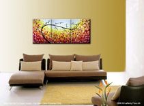 Abstract Tree Original Red Landscape Painting By Dan Lafferty - 24 X 54 - One Day Sale 22% Off 2 small