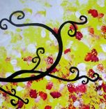 Abstract Tree Original Red Landscape Painting By Dan Lafferty - 24 X 54 - One Day Sale 22% Off 4 small