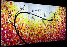 Abstract Tree Original Red Landscape Painting By Dan Lafferty - 24 X 54 - One Day Sale 22% Off 5 small