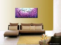 Abstract Purple Tree, Original Textured Landscape Painting By Lafferty - 24 X 54 Sale 22% Off 2 small