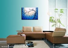 Huge Original Abstract Tree Painting, Textured Blue White Floral Tree Painting 1 small