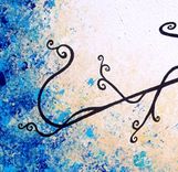 Huge Original Abstract Tree Painting, Textured Blue White Floral Tree Painting 2 small