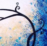 Huge Original Abstract Tree Painting, Textured Blue White Floral Tree Painting 4 small