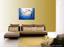 Huge Original Abstract Tree Painting, Textured Blue White Floral Tree Painting 5 small