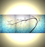 Abstract Blue Tree, Textured Tree Painting, Original Blue Green Landscape, Impressionist Tree 1 small