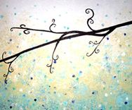 Abstract Blue Tree, Textured Tree Painting, Original Blue Green Landscape, Impressionist Tree 2 small