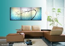 Abstract Blue Tree, Textured Tree Painting, Original Blue Green Landscape, Impressionist Tree 3 small