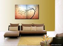 Original Modern Large Abstract Contemporary Fine Art Acrylic Red Yellow Tree Landscape 3 small