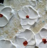 Original Abstract Tree Painting, Textured Cherry Blossom Flowers, Abstract Metallic White Impasto 3 small