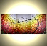 Original Large Abstract Red Tree Original Landscape Painting By Dan Lafferty - 30 X 72 1 small