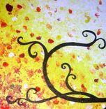 Original Large Abstract Red Tree Original Landscape Painting By Dan Lafferty - 30 X 72 4 small