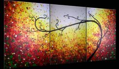 Original Large Abstract Red Tree Original Landscape Painting By Dan Lafferty - 30 X 72 5 small