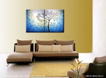 Blue White Tree, Original Tree Painting, Abstract Contemporary Landscape, Fine Art Painting 2 small