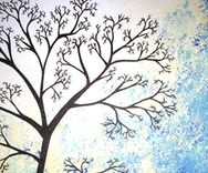 Blue White Tree, Original Tree Painting, Abstract Contemporary Landscape, Fine Art Painting 3 small