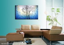 Blue White Tree, Original Tree Painting, Abstract Contemporary Landscape, Fine Art Painting 5 small