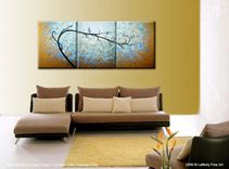 Abstract Blue Gold Textured Tree Painting, Original Landscape Impressionist Art, Fine Art Painting 1 small