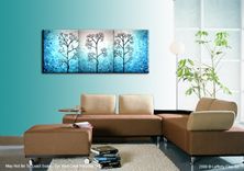 Light Blue Trees, Original Modern Large Abstract Fine Art Acrylic Blue Tree Landscape Painting 1 small