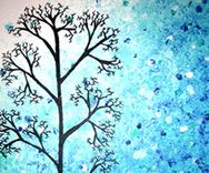 Light Blue Trees, Original Modern Large Abstract Fine Art Acrylic Blue Tree Landscape Painting 2 small
